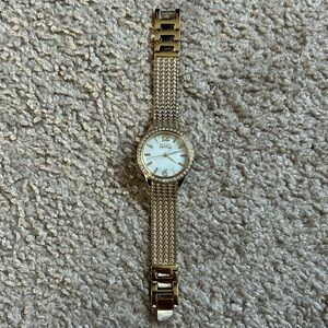 DMQ women’s vintage gold tone crystal bracelet watch one size measurements shown